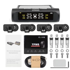 Solar Power Car TPMS Tire Pressure and Temperature Warning System