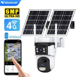 Solar Powered AI Smart Tracking Dual Lights Night Vision Sound Alarm 256GB SD Card 360 Degree Full View 4G Outdoor Security Camera