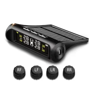 Solar-Powered Car TPMS Digital LCD Display with External Tire Pressure Sensor