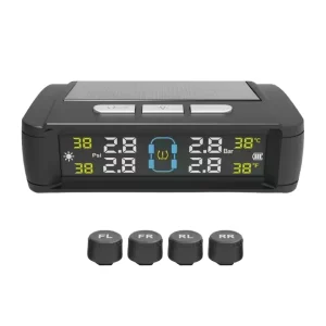 Solar-Powered Digital Car TPMS Tire Pressure and Temperature Warning Monitor