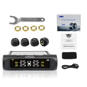 Solar-Powered TPMS Car Tire Pressure and Temperature Warning Monitor