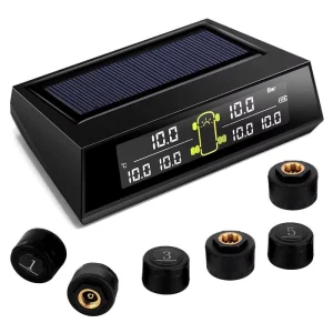 Solar Powered Tire Pressure Monitoring System for Trucks with 4 & 6 Sensors Temperature Warning and Security Alarm