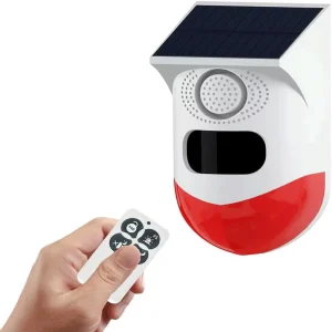 Solar Powered Wireless PIR Motion Sensor Alarm Light Remote Control 120dB Outdoor Security Alert Portable ABS CT80WH