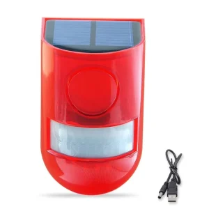 Solar Sound and Light Alarm with Motion Sensor 120dB Siren IP65 Waterproof for Outdoor Security