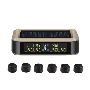 Solar TPMS RV Truck Tire Pressure Alarm Monitor System Tyre Temp Digital Display Auto Security Alarm System with 6 Sensors