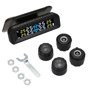 Solar TPMS Tire Pressure Monitoring System with Tire Pressure Sensor Auto Security Alarm