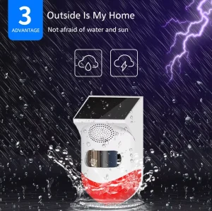 Solar Voice Alarm 120db Sound Security Siren Light Alarms Outdoor Solar PIR Motion Sensor Alarm with Remote Controller OEM