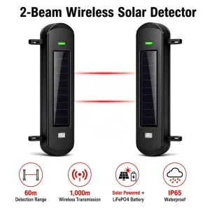 Solar Wireless 2-Beam Active Infrared Detector IP65 Waterproof Outdoor 1KM Wi-Fi Transmission LiFePO4 Battery Perimeter Alarm
