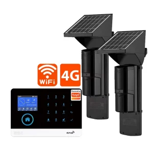 Solar Wireless Infrared Beam Fence Anti-Theft Device Sound Alarm Waterproof Sensor Wi-Fi/4G Enabled