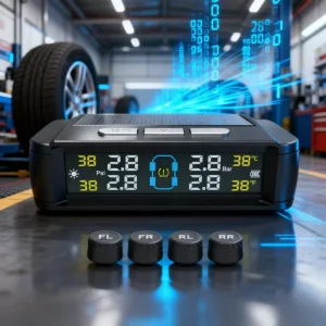 Solar Wireless TPMS Kit Real Time Tire Pressure Sensor Abnormal Alarm Function Solar Powered TPMS