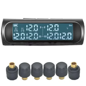 Solar Wireless TPMS Tire Pressure Monitor Portable High Precision for RV Truck Light Truck LCD Alarm