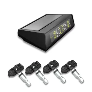 Solar Wireless TPMS with 4 Internal Tire Sensors Digital LCD Display and Security Alarm