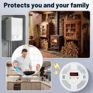 Standalone Photoelectric Smoke and Carbon Monoxide CO Detector for Indoor Home Security
