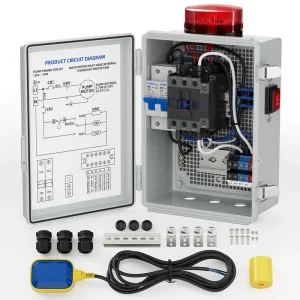 Sump Pump Water Alarm Waterproof Control Panel Septic Tank Water Detector Alarm for Basements with Flash Light and 110dB Alarm