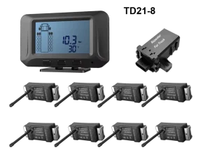 TD21-8 All-Terrain Tractor and Bus TPMS for 26 Tires, Sound and Light Alarm, 2.6″ LCD Display, 24V