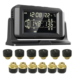 TPMS Semi Truck 6-24 Wheel Digital Wireless Real-Time Tire Pressure Monitoring System with External/Internal Sensor