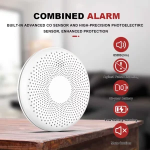 TUV Certified EN14604 WiFi Combined Detector 10-Year Battery Smoke and CO Alarm for Indoor Fire Protection Hotel Villa Estate