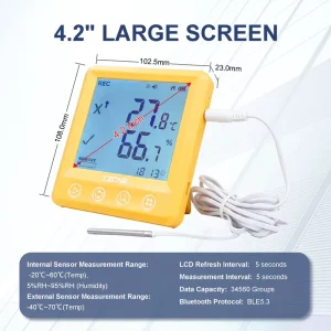 Temperature Humidity Recorder Alarm Logger Wireless Data Recorder with PDF CSV Report Export