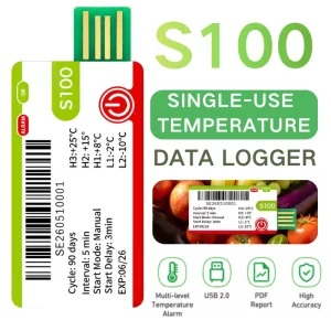 Temperature Monitoring Alarm Single Use Data Logger 32000 Points Food Processing Cold chain Transportation 22°F 158°F