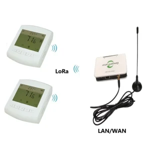 Thingsend Battery Powered Wireless Temperature Humidity Sensor Monitoring System LCD Display LoRa WAN Gateway 3km Range TCP IP