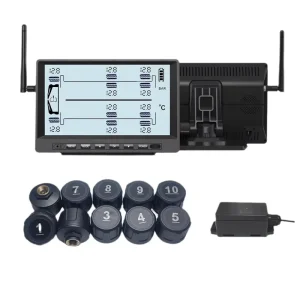 Tire Pressure Monitoring System for 10-Wheel Heavy Trucks with Pressure and Temperature Sensors