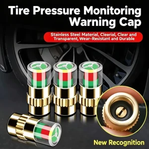 Tire Valve Cap with 3-Color Visible Pressure Indicator, 50/65/80 PSI, for Commercial Truck Tires