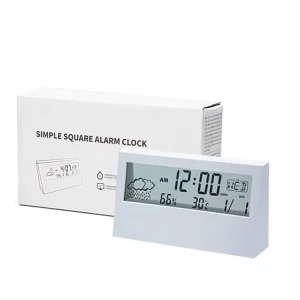 Transparent LCD Table Clock Weather Station with Alarm, Temperature, and Humidity Display