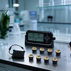 Truck TPMS System Tire Pressure and Temperature Monitor with Signal Booster 8 Sensors for Fleet Management