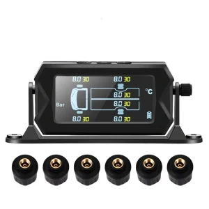 Truck TPMS Tire Pressure Monitoring System Solar Charge with 6 External Sensors Digital LCD Tyre Temperature Alarm Monitor