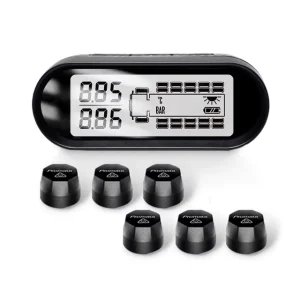Truck Tire Pressure Monitoring System Solar Wireless TPMS 6 External Sensors LCD Display Real Time Digital Alarm Heavy Duty Use