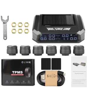 Truck and Car TPMS Tire Pressure Monitoring System with 6 External Sensors and LCD Color Screen