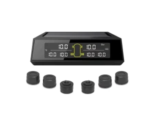 Truck and RV TPMS for 2-6 Tires with USB and Solar Charging External Sensors