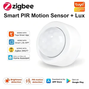 Tuya 2 in 1 Zigbee Mini PIR Motion Detector + LUX Light Passive Infrared Security Intrusion Alarm Sensor with App Remote Control
