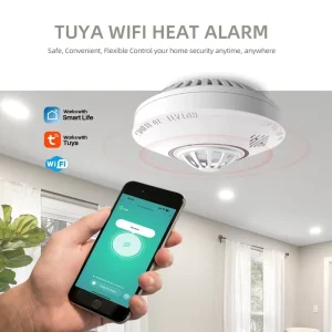 Tuya 2.4GHz WiFi Smart Life App Mobile Wireless Heat Detector Alarm with 7-Year Battery Security for Home and Factory