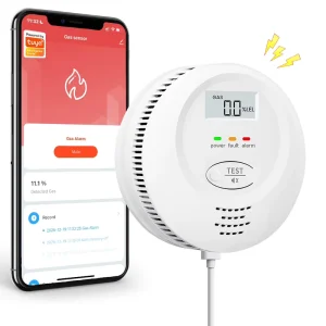 Tuya Smart WiFi Gas Leak Detector Natural Gas LPG Combustible Sensor 100dB Alarm App Remote Notification Home Auto Valve Control