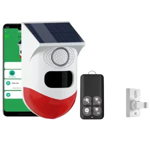 Tuya Smart WiFi Infrared Motion Detector Solar Outdoor PIR Wireless Mobile App Alarm Rechargeable 120dB Strobe Siren Sound IP65