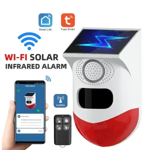 Tuya Smart WiFi PIR Siren Wireless Motion Sensor Detector Outdoor Solar Infrared Alarm Strobe with Sound Flash APP Notification