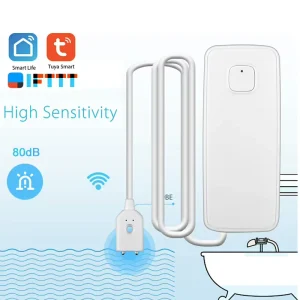 Tuya Smart WiFi Water Leakage Detection Door Sensor with ABS Material and 80dB Sound Alarm for Home Kitchen Basement Bathroom