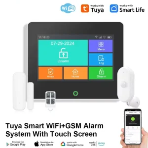 Tuya Smart WiFi+GSM Anti-theft Alarm System with Touch Screen High Accuracy 5V/2A Powered Shop Security Alarm