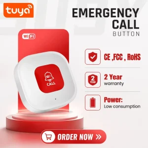 Tuya WiFi SOS Button Emergency Panic Alarm CE RoHS OEM ODM Smart Life Elder Medical Alert Device PST CF101W