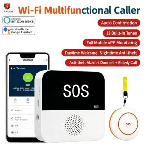 Tuya WiFi SOS Emergency Call Button Wireless Caregiver Pager for Elderly Patient Medical Fall Alert Home Alarm Security