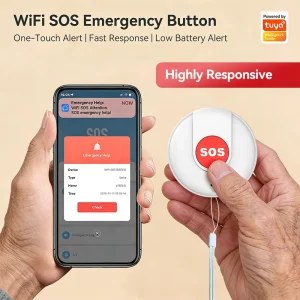 Tuya WiFi Smart Home SOS Emergency Call Button One Touch Alert With Mobile Notifications For Elderly Children And Patients
