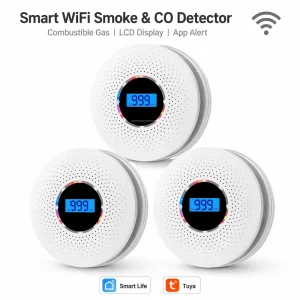 Tuya WiFi Smart Smoke CO Detector 2 in 1 LCD Display App Control CE FCC