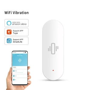 Tuya WiFi Smart Vibration Sensor Home Security Alarm Detector Garage Hotel Use Battery Operated Real time App Push Works Alexa