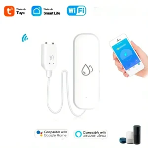 Tuya WiFi Smart Water Immersion Level Sensor for Kitchen & Bathroom with Leakage Overflow Detection Alarm