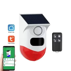 Tuya WiFi Solar Alarm Outdoor Infrared Alarm Home Anti Theft Alarm System PIR Motion Sensor Detector With Warning Light 120dB
