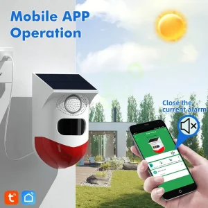 Tuya WiFi Solar Powered Wireless Infrared Motion Sensor Detector Strobe Siren 120dB Alarm Waterproof PIR Sensor Smart Alarm Home