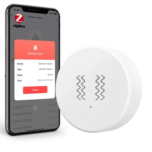 Tuya ZigBee Smart Vibration Sensor with App Notifications, Shock Alarm, Event Recording, and Alexa/Google Home Compatibility