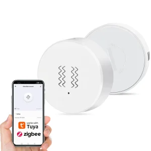 Tuya Zigbee Intelligent Vibration Sensor Shock Smart Detector for Glass Window Door Home Security Protection