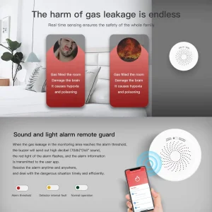 Tuya Zigbee USB Combustible Gas Leak Sensor with Natural Gas and Coal Gas Detection and App Remote Monitoring